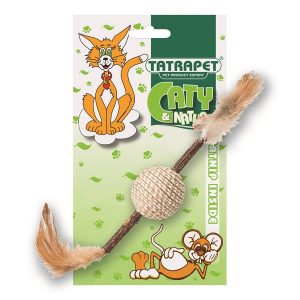 Tatrapet Играчка за мачка Природно дрво со топче 24цм